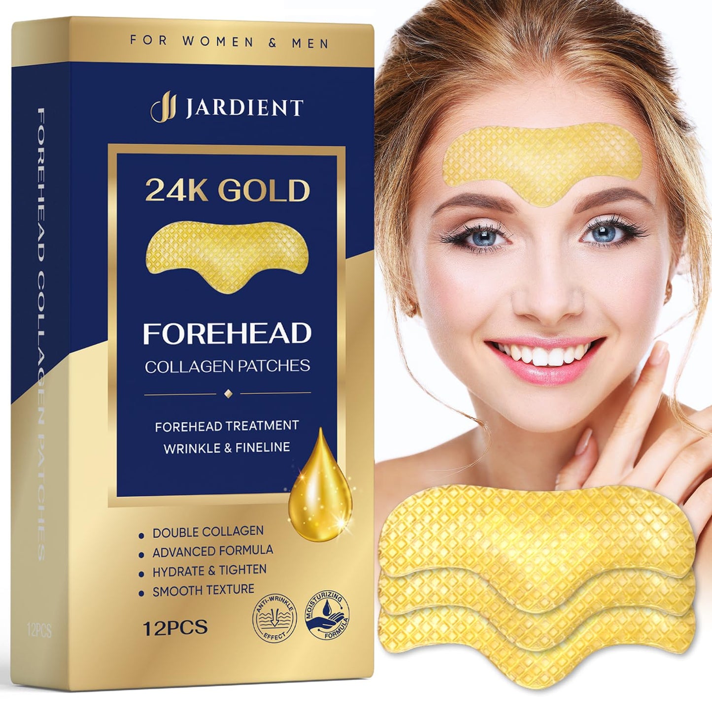 Collagen Forehead Wrinkle Patches: Facial patches with 12 Packs, Forehead Patches for Wrinkles Anti Wrinkle Patches Treatmen.
