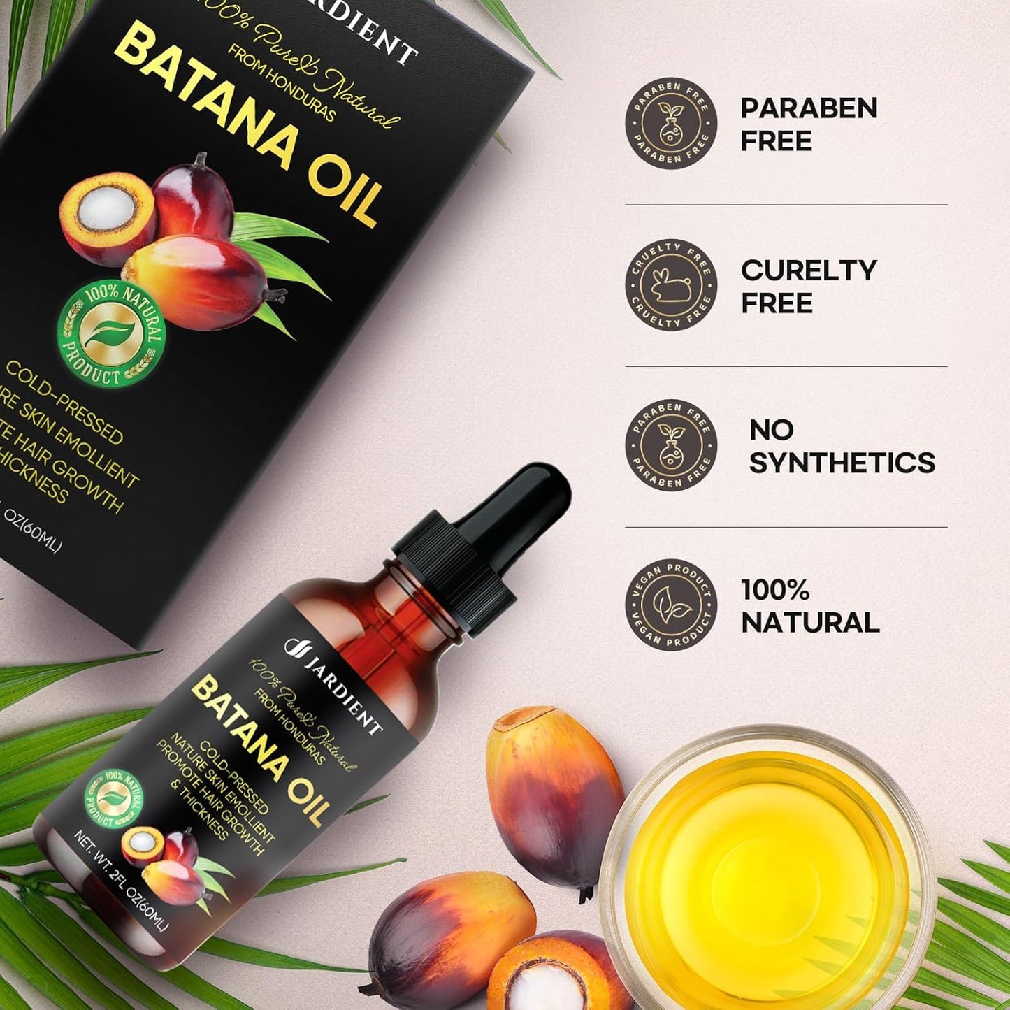 Raw Batana Oil for Hair Growth: Natural Pure 100% Oils - Dr. Sebi Batana Organic Oil from Honduras Promotes Hair thickness for Men & Women 2FL OZ.