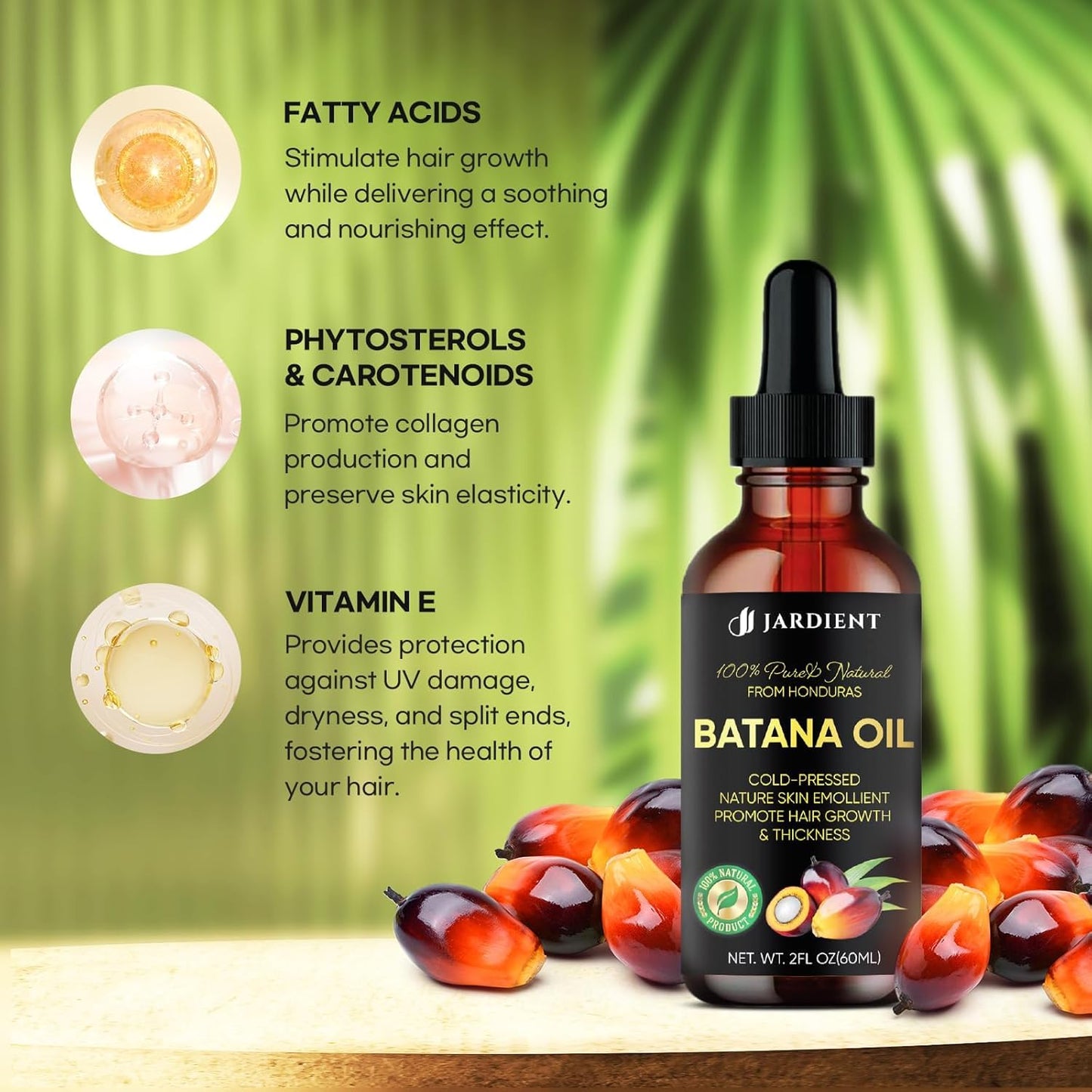 Raw Batana Oil for Hair Growth: Natural Pure 100% Oils - Dr. Sebi Batana Organic Oil from Honduras Promotes Hair thickness for Men & Women 2FL OZ.