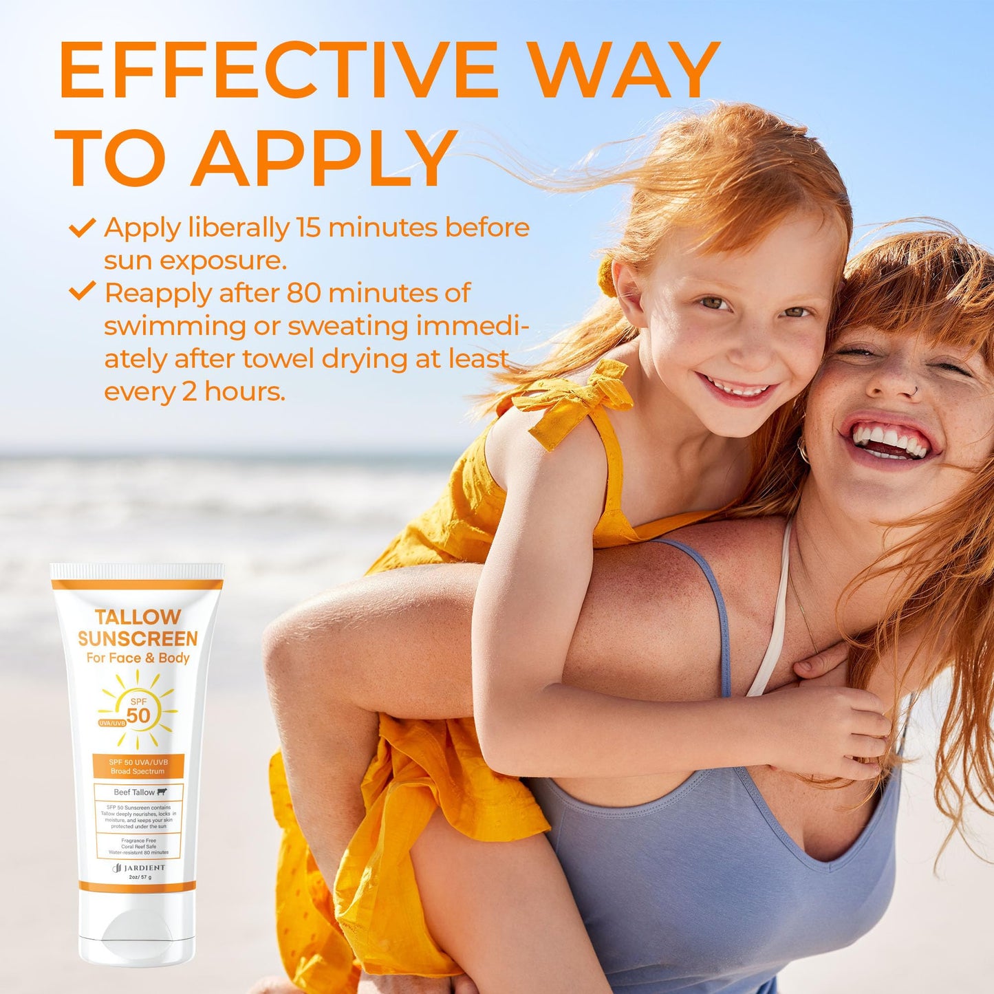 Tallow Sunscreen SPF 50 with Mineral : Instant Sun Protection Zinc Oxide Sunblock- Natural Tallow & Zinc Oxide - Non Greasy Formula with Beeswax 3 Fl oz, 85g