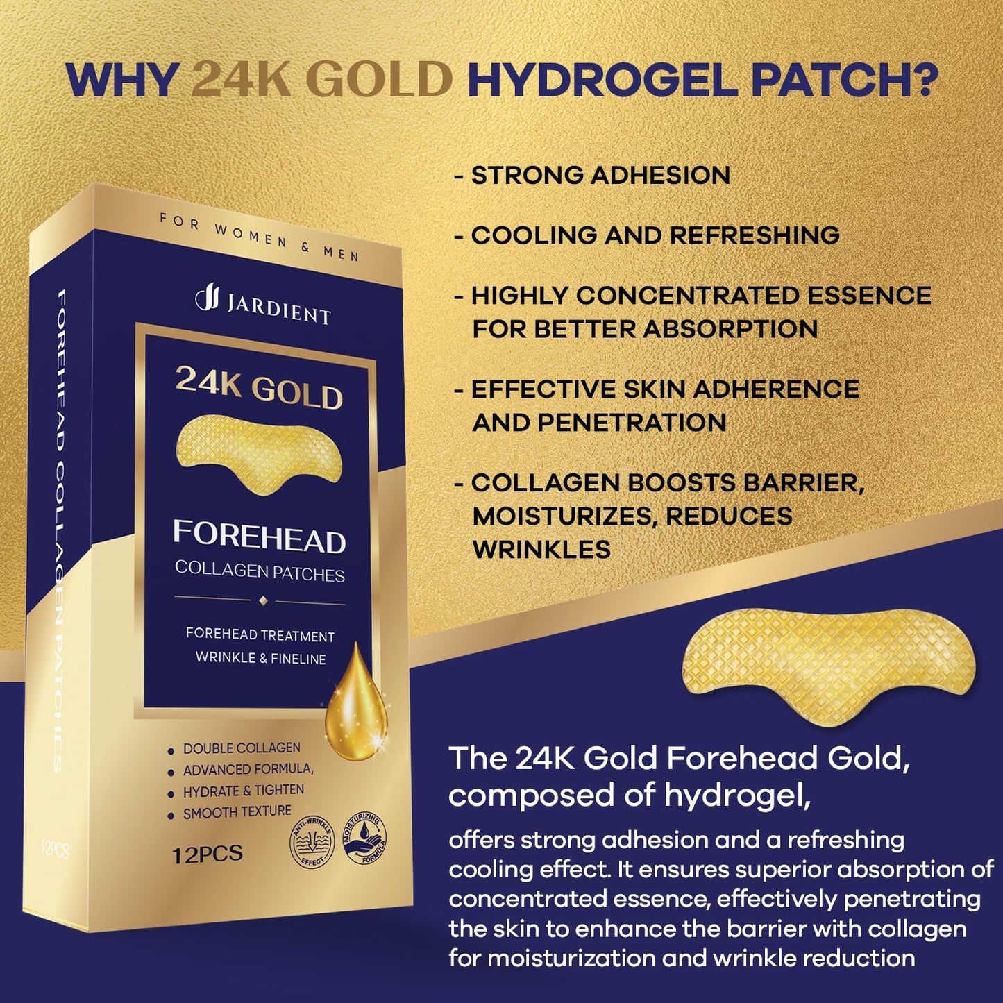 Collagen Forehead Wrinkle Patches: Facial patches with 12 Packs, Forehead Patches for Wrinkles Anti Wrinkle Patches Treatmen.