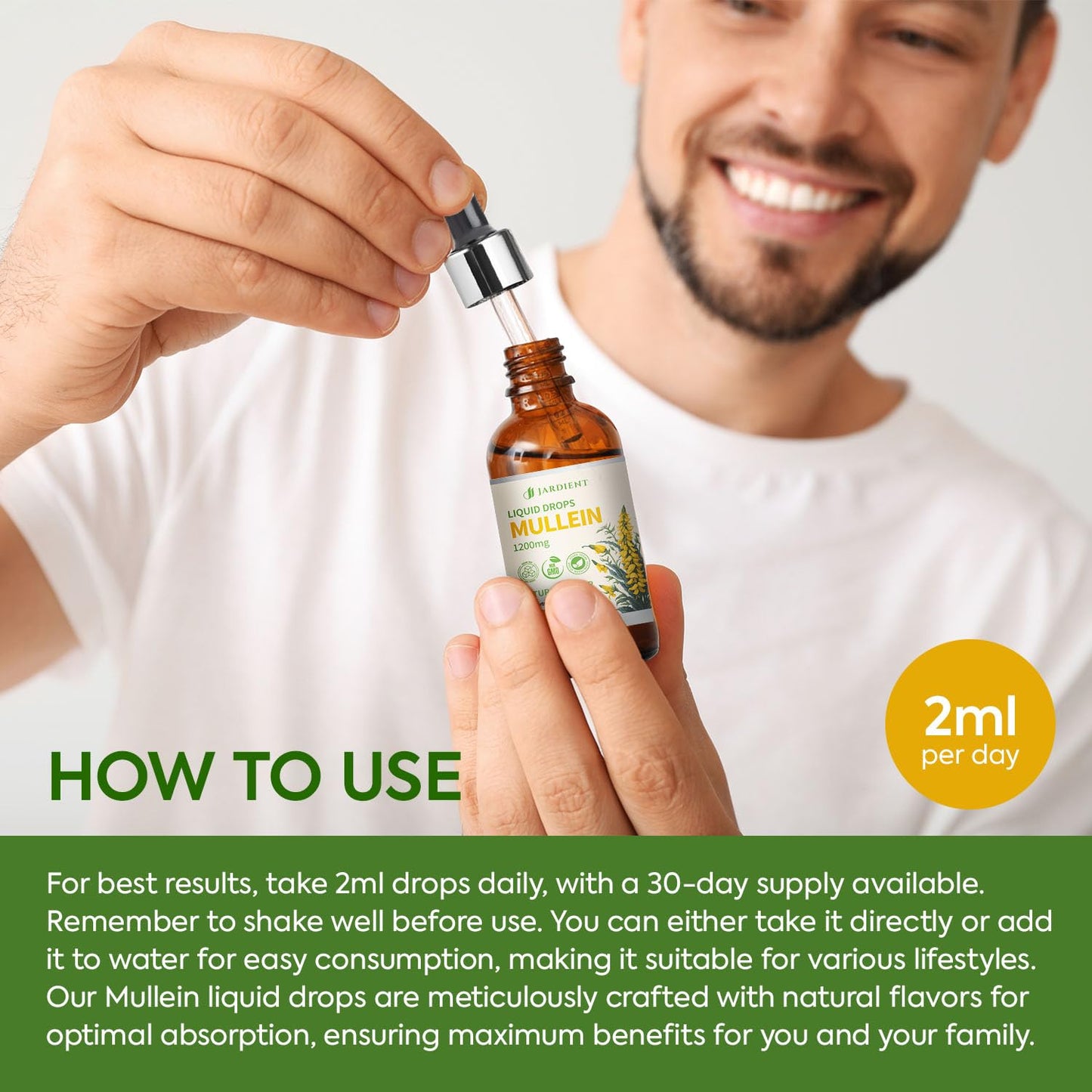 Organic Mullein Drops for Lungs : Mullein Leaf Extract for Lungs- Clean Lung Detox for Smokers-Health and Immune Support Drops, Natural Flavor 2fl.oz