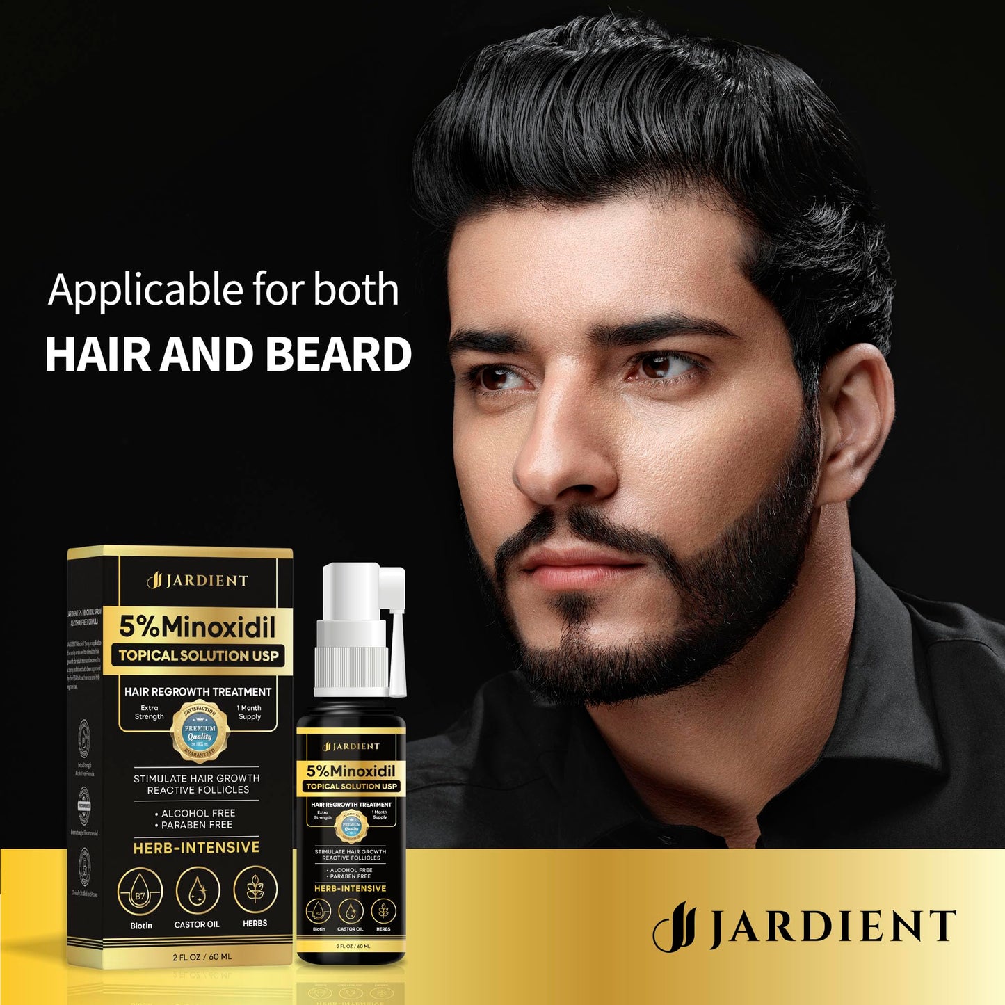 Minoxidil for Women 5 Percent: 5% Minoxidil for Men Beard Growth Spray Infused with Biotin - Extra Strength Hair Regrowth Treatment for Stronger and Longer Hair 2 Fl Oz