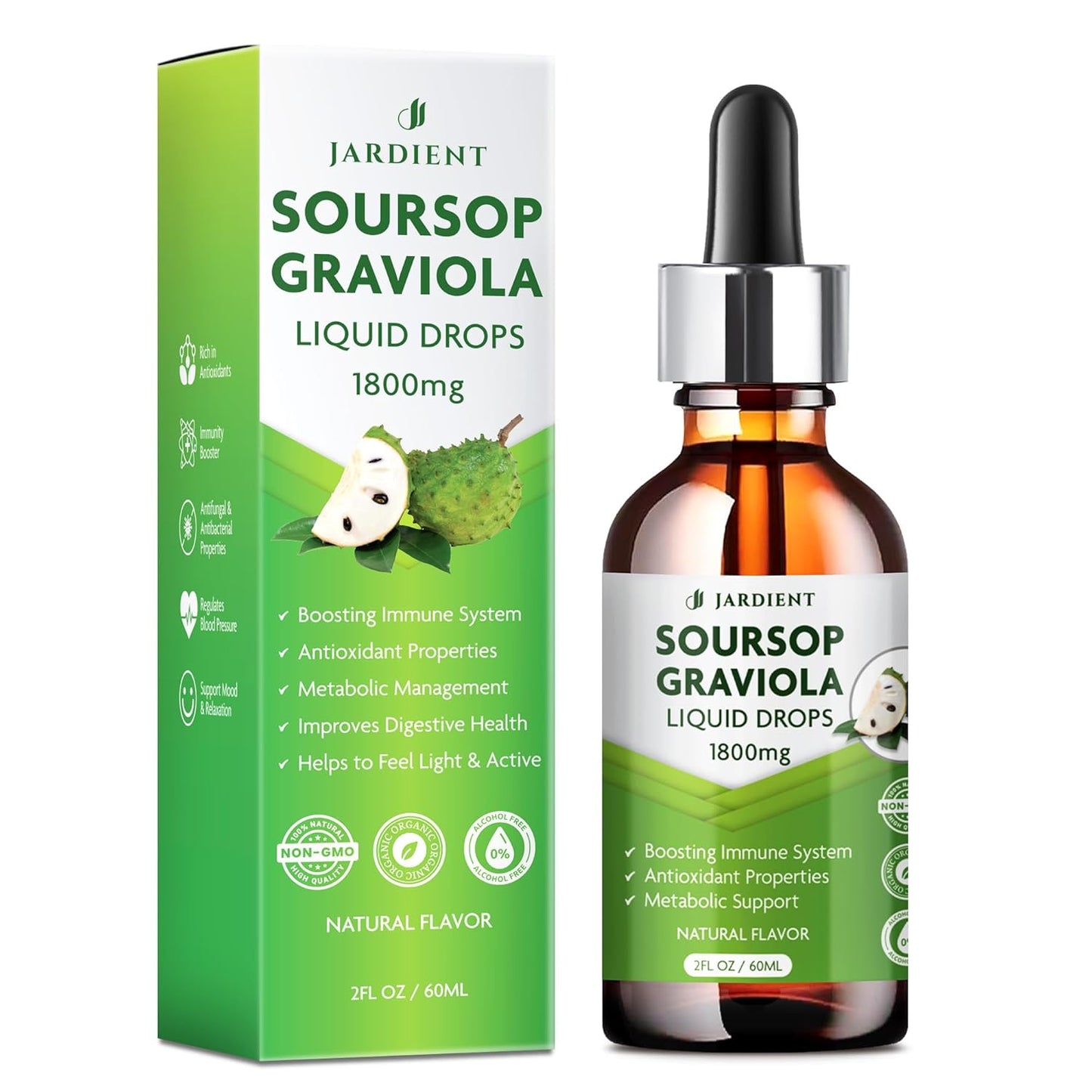 Soursop Bitters Liquid Oil : Graviola Soursop Extract- Organic for Cell Support and Regeneration- Soursop Tincture Edible 2 fl oz