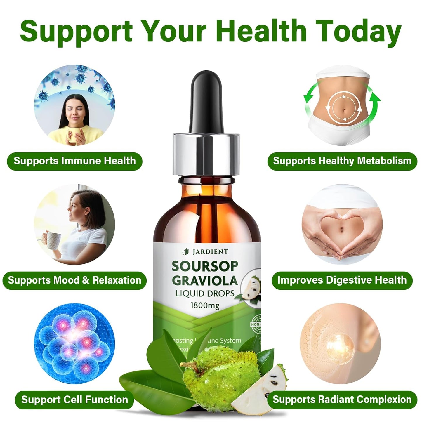 Soursop Bitters Liquid Oil : Graviola Soursop Extract- Organic for Cell Support and Regeneration- Soursop Tincture Edible 2 fl oz