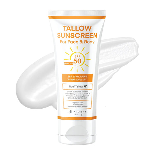 Tallow Sunscreen SPF 50 with Mineral : Instant Sun Protection Zinc Oxide Sunblock- Natural Tallow & Zinc Oxide - Non Greasy Formula with Beeswax 3 Fl oz, 85g