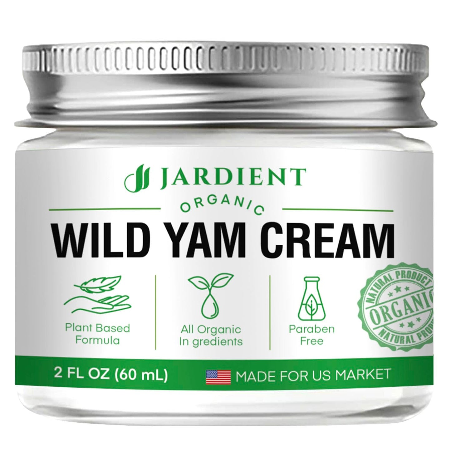 Wild Yam Cream Hormone Balance: Natural Organic Formula for Menopause Relief & Menstrual Support Like Hot Flashes Night Sweats -2 Oz